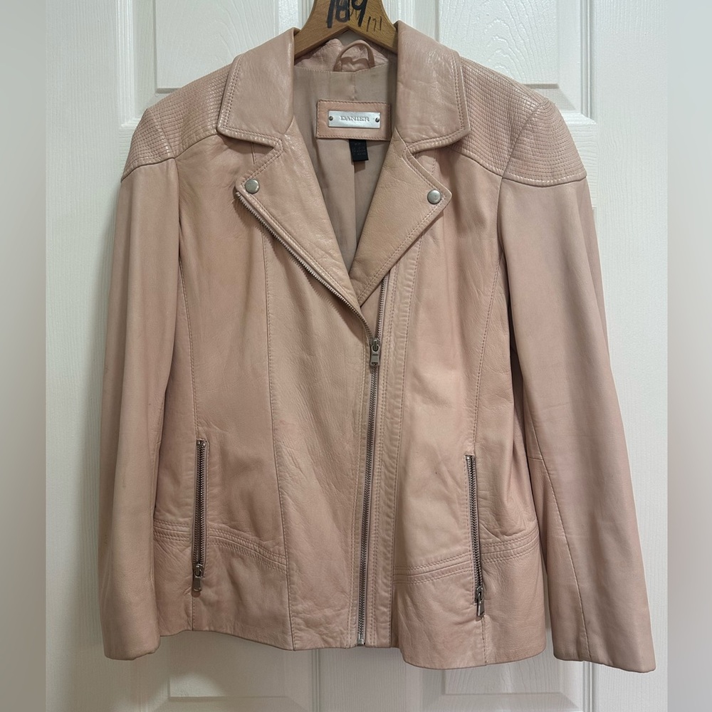 Genuine Leather Blush Pink Biker Jacket